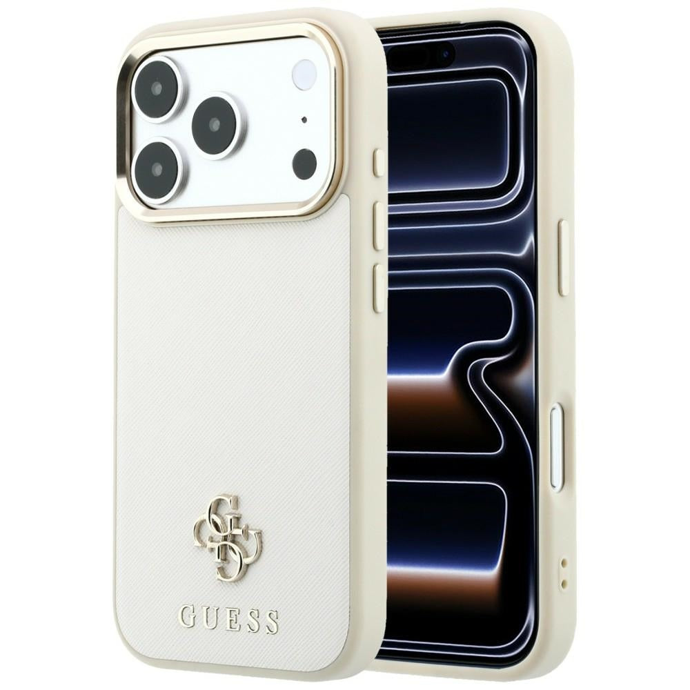 Husa Guess Saffiano Small 4G & Classic Logo Magsafe pentru iPhone 17 Pro Max / 18 Pro Max - Bej