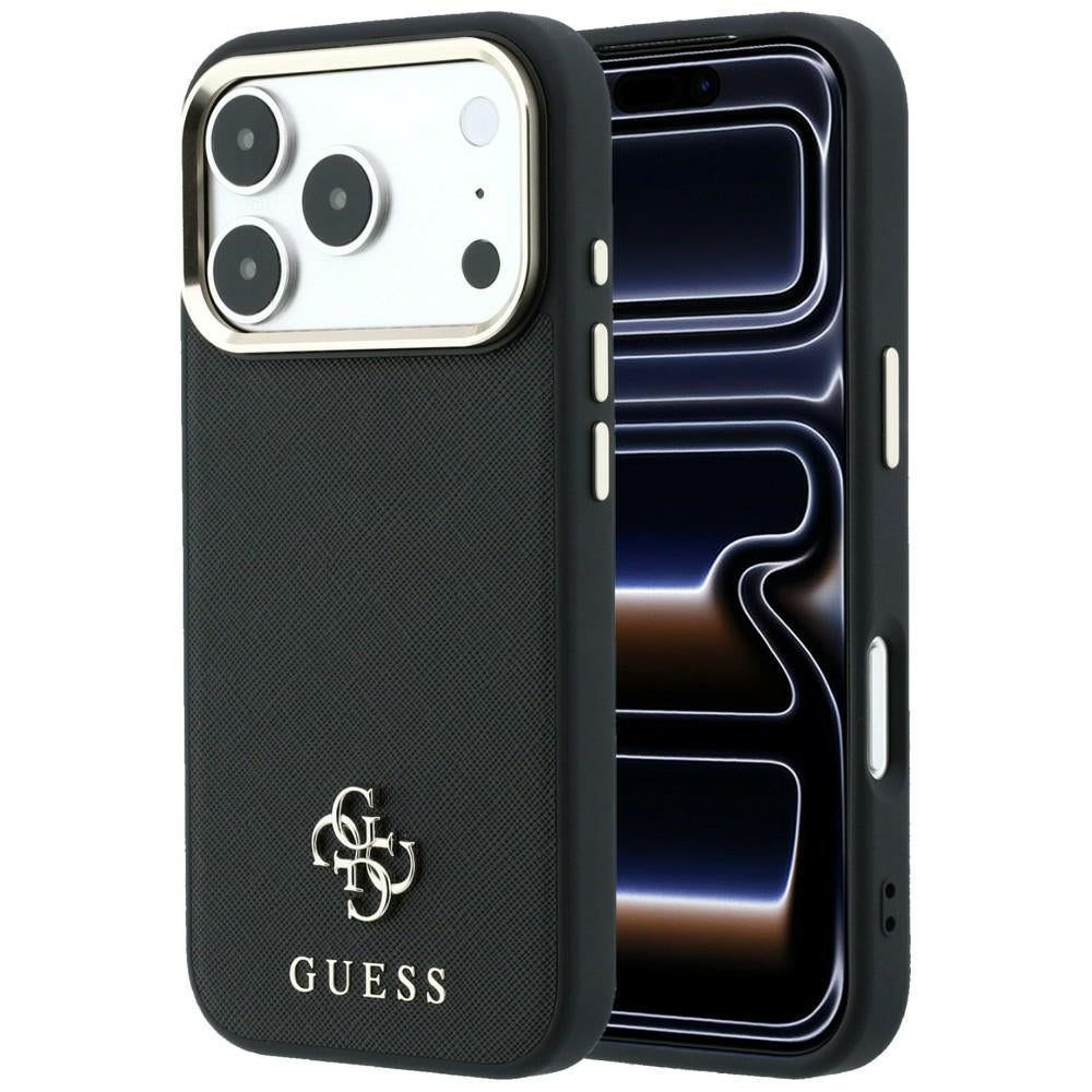 Husa Guess Saffiano Small 4G & Classic Logo Magsafe pentru iPhone 17 Pro Max / 18 Pro Max - Negru