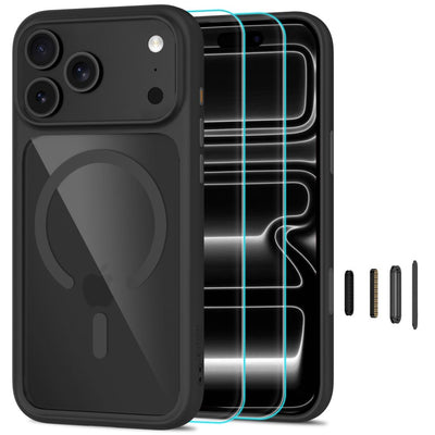 Folie Tech-protect Magone CC Magsafe Husa + sticla 2-Pack pentru iPhone 18 Pro Max / 17 Pro Max - Transparent Negru