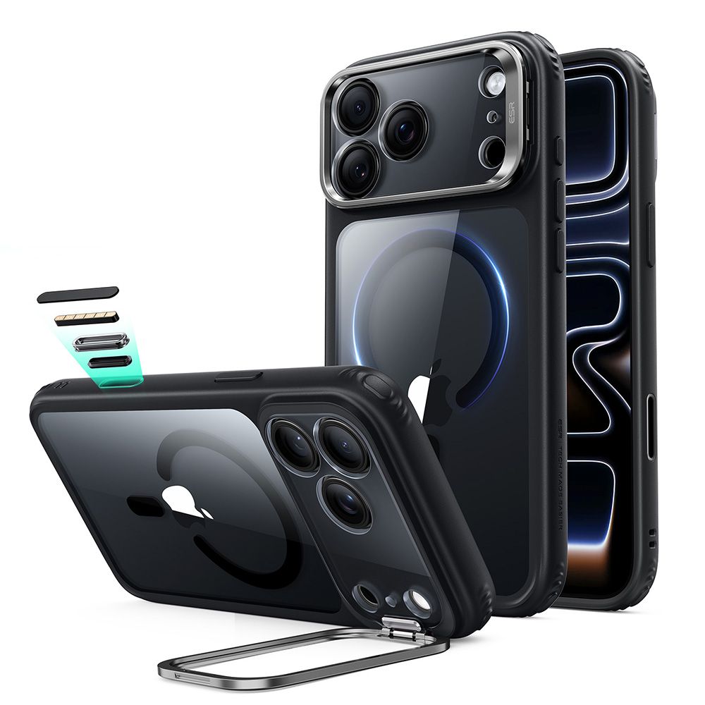 Husa ESR Classic Hybrid Kickstand Magsafe pentru iPhone 18 Pro Max / 17 Pro Max - Transparent Negru