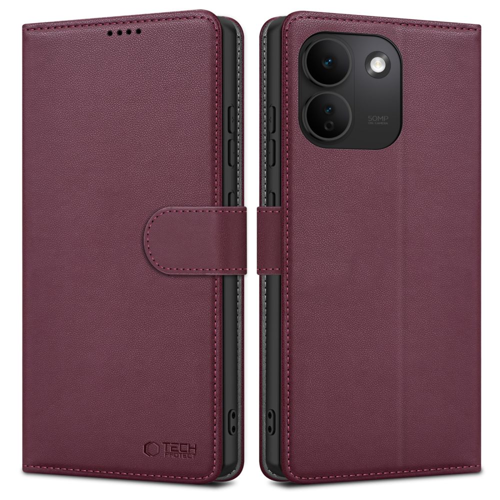 Husa Tech-protect portofel pentru Xiaomi Redmi Note 17 Pro Max 5G - Burgundy