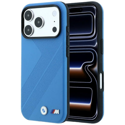 Husa BMW M Tire Track Metal Logo Magsafe pentru iPhone 18 Pro Max / 17 Pro Max - Albastru