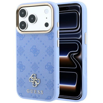 Husa Guess Peony 4G Small Logo Magsafe pentru iPhone 18 Pro Max / 17 Pro Max - Albastru deschis