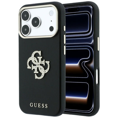 Husa Guess Smooth & Big Strass Logo pentru iPhone 18 Pro / 17 Pro - Negru