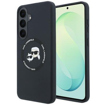 Husa Karl Lagerfeld Silicone Karl&Choupette Heads Magsafe pentru Samsung Galaxy S26 FE - Negru