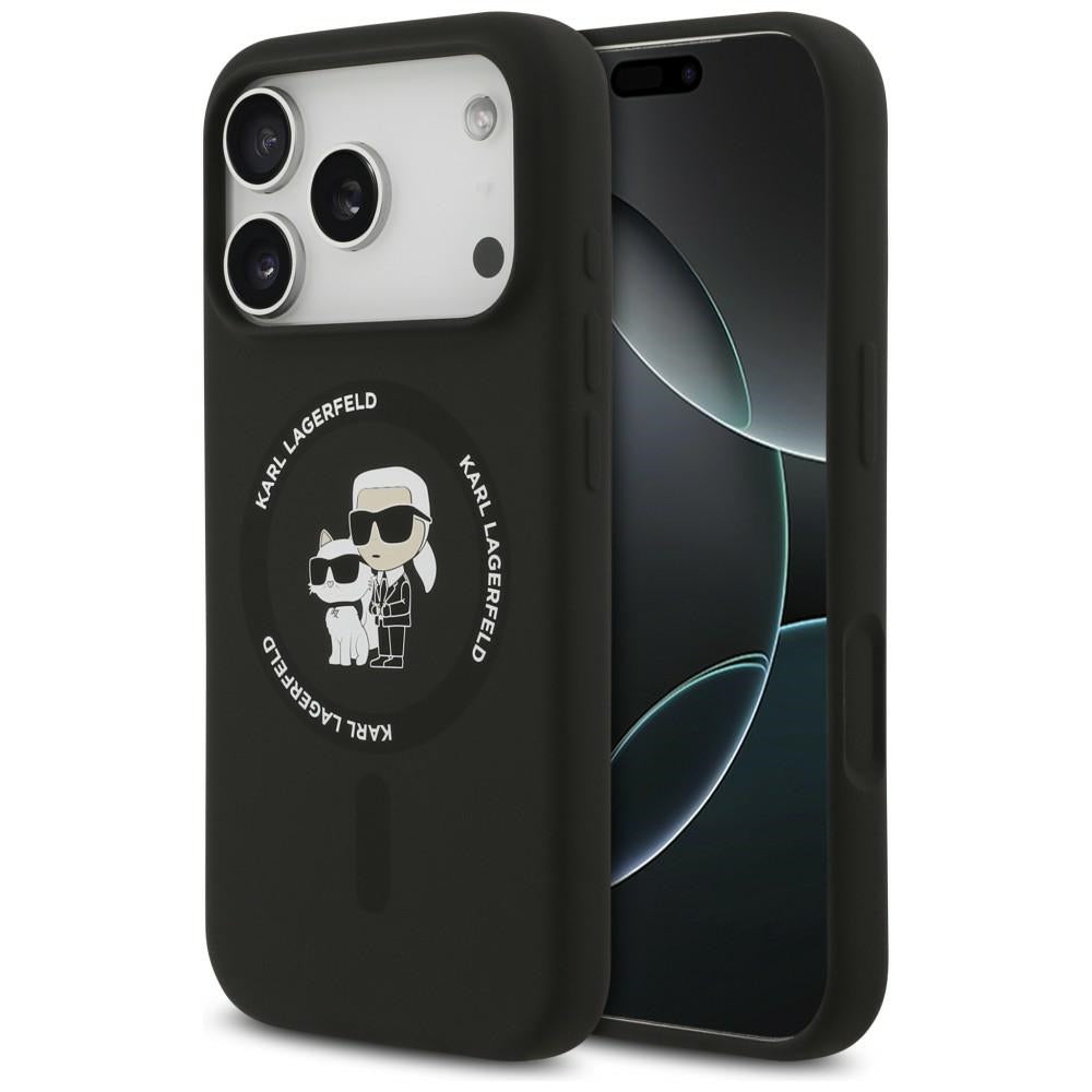 Husa Karl Lagerfeld Silicone Karl&Choupette Ring Magsafe pentru iPhone 18 Pro Max / iPhone 17 Pro Max - Negru