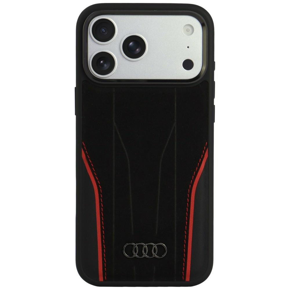 Husa Audi R8 Genuine piele Magsafe pentru iPhone 18 Pro Max / 17 Pro Max - Negru si Rosu
