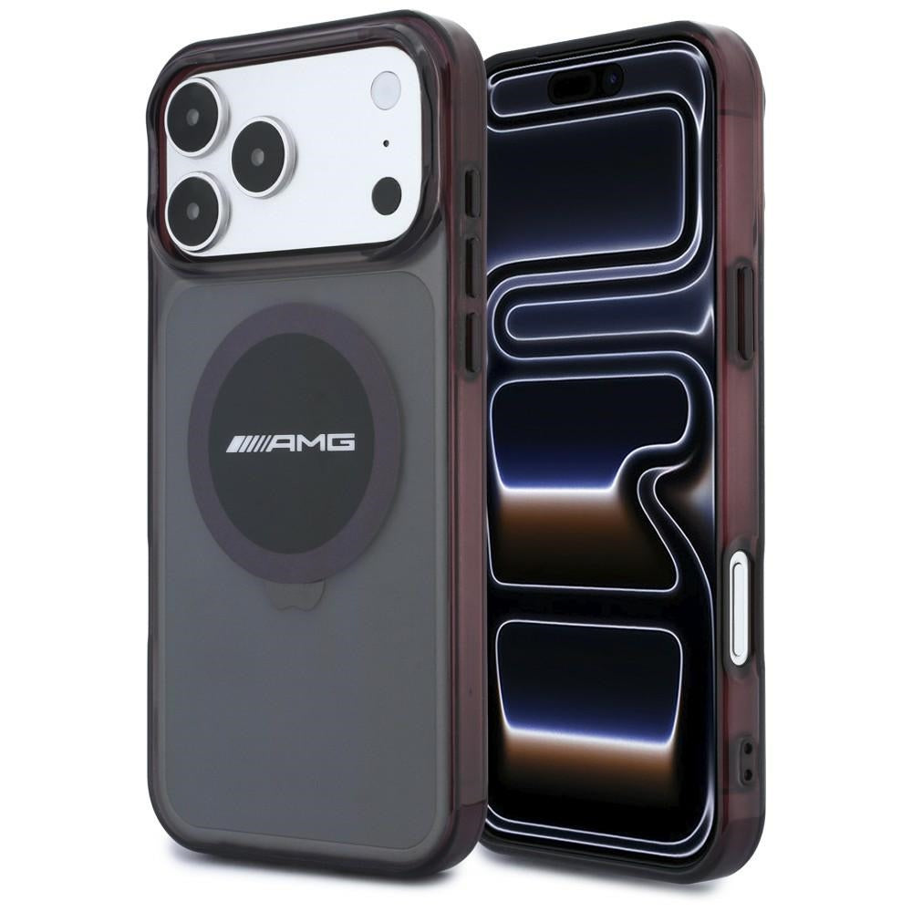 Husa Mercedes AMG IML Transparent Bicolor Block Magsafe pentru iPhone 18 Pro Max / 17 Pro Max - Negru si Burgundy