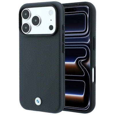 Husa BMW Sign Kevlar Metal Logo Magsafe pentru iPhone 18 Pro Max / 17 Pro Max - Gri inchis