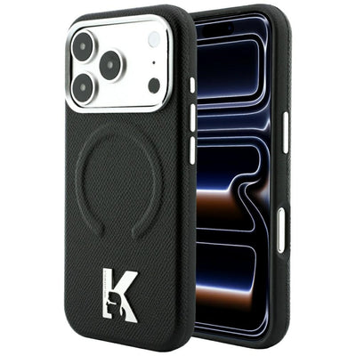 Husa Karl Lagerfeld Grained Embossed Ring & Kameo Logo Magsafe pentru iPhone 18 Pro / 17 Pro - Negru