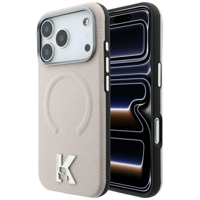 Husa Karl Lagerfeld Grained Embossed Ring & Kameo Logo Magsafe pentru iPhone 18 Pro Max / 17 Pro Max - Bej