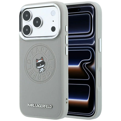 Husa Karl Lagerfeld Point & Choupette Sketch Magsafe pentru iPhone 18 Pro / 17 Pro - Gri