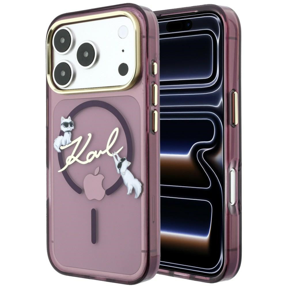 Husa Karl Lagerfeld Script Logo Magsafe pentru iPhone 18 Pro Max / 17 Pro Max - Burgundy