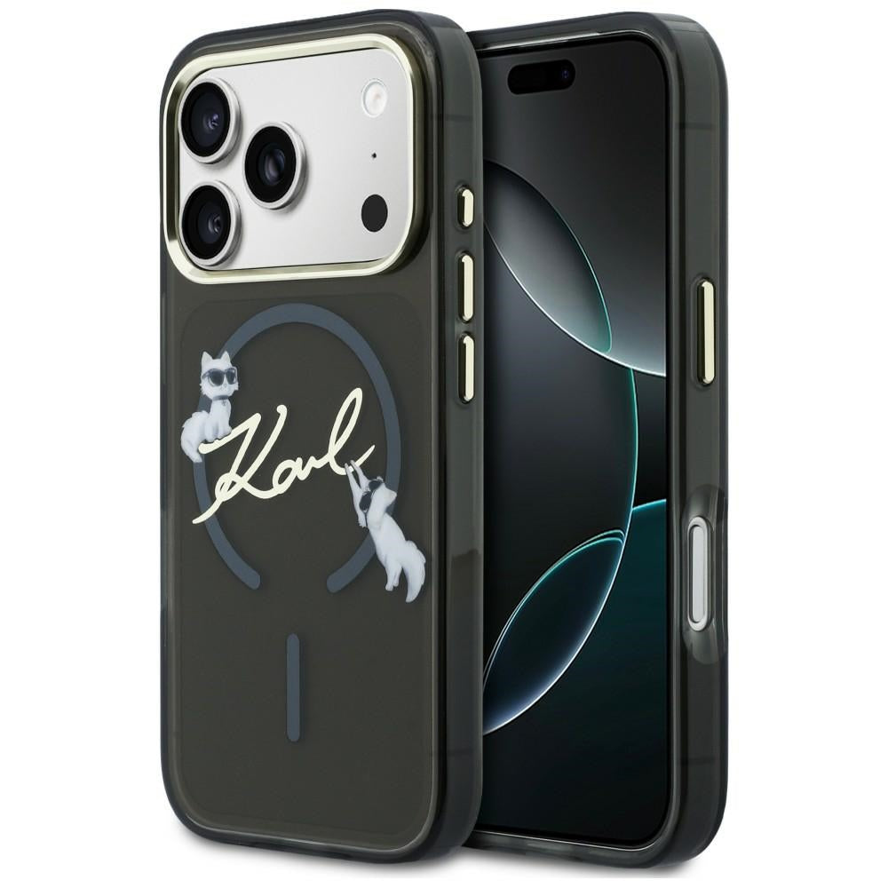 Husa Karl Lagerfeld Script Logo Magsafe pentru iPhone 18 Pro Max / 17 Pro Max - Negru