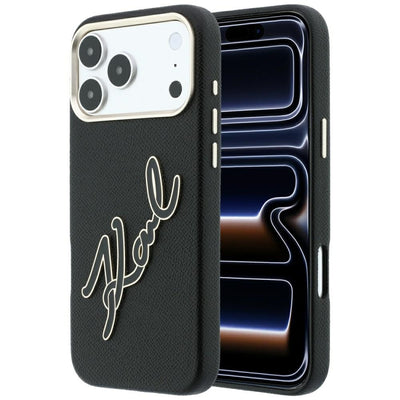 Husa Karl Lagerfeld Smooth Big Resin Signature Logo pentru iPhone 18 Pro Max / 17 Pro Max - Negru