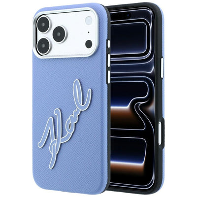 Husa Karl Lagerfeld Smooth Big Resin Signature Logo pentru iPhone 18 Pro Max / 17 Pro Max - Albastru