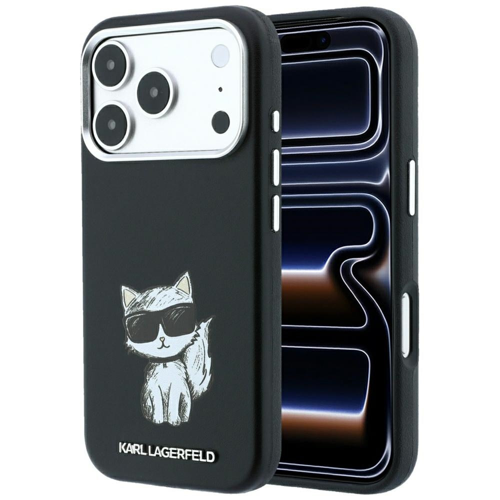 Husa Karl Lagerfeld Smooth Choupette Sketch Magsafe pentru iPhone 18 Pro Max / 17 Pro Max - Negru