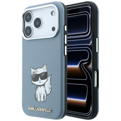 Husa Karl Lagerfeld Smooth Choupette Sketch Magsafe pentru iPhone 18 Pro Max / 17 Pro Max - Albastru deschis