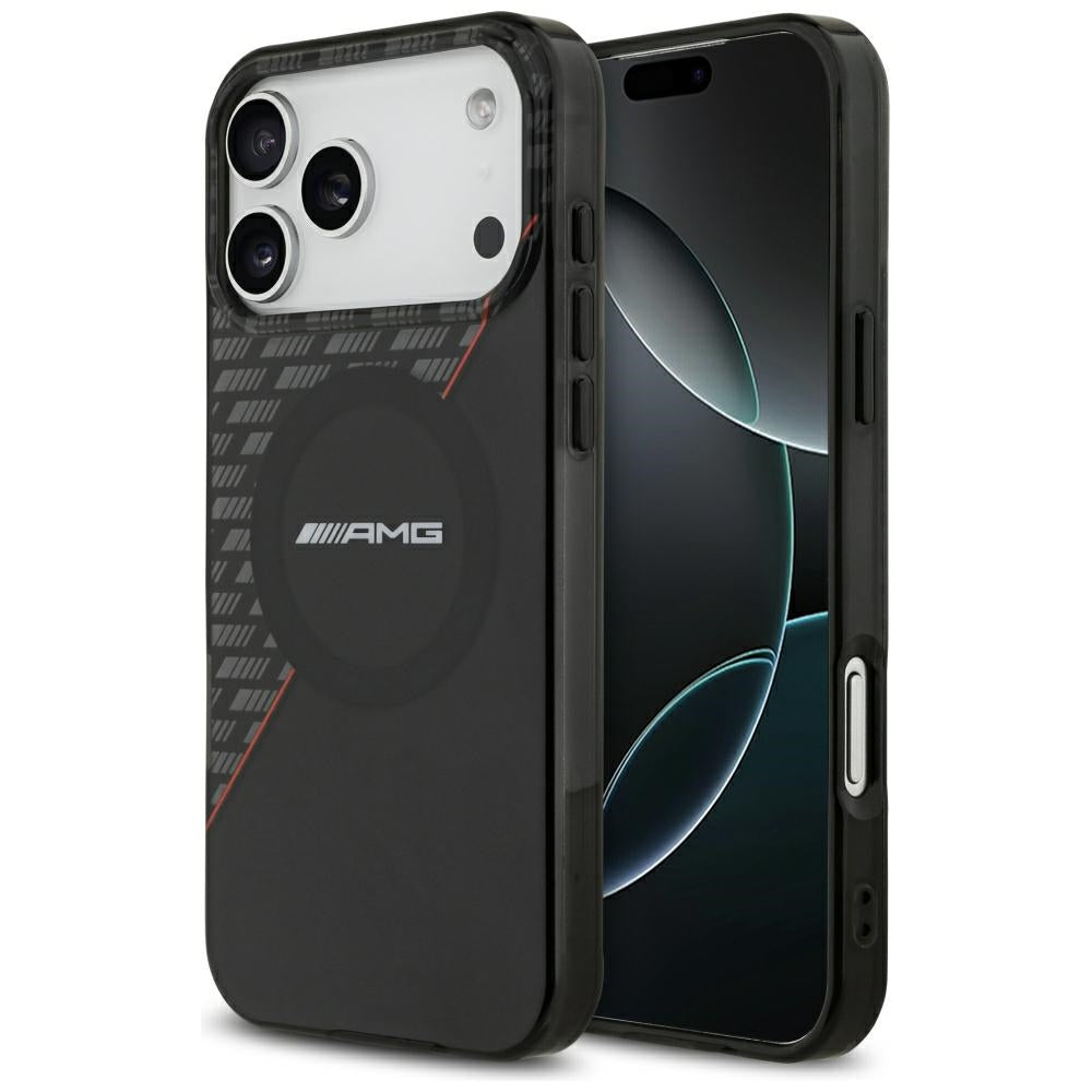 Husa Mercedes AMG IML Double Layer Rhombs Magsafe pentru iPhone 18 Pro Max / 17 Pro Max - Negru si Rosu