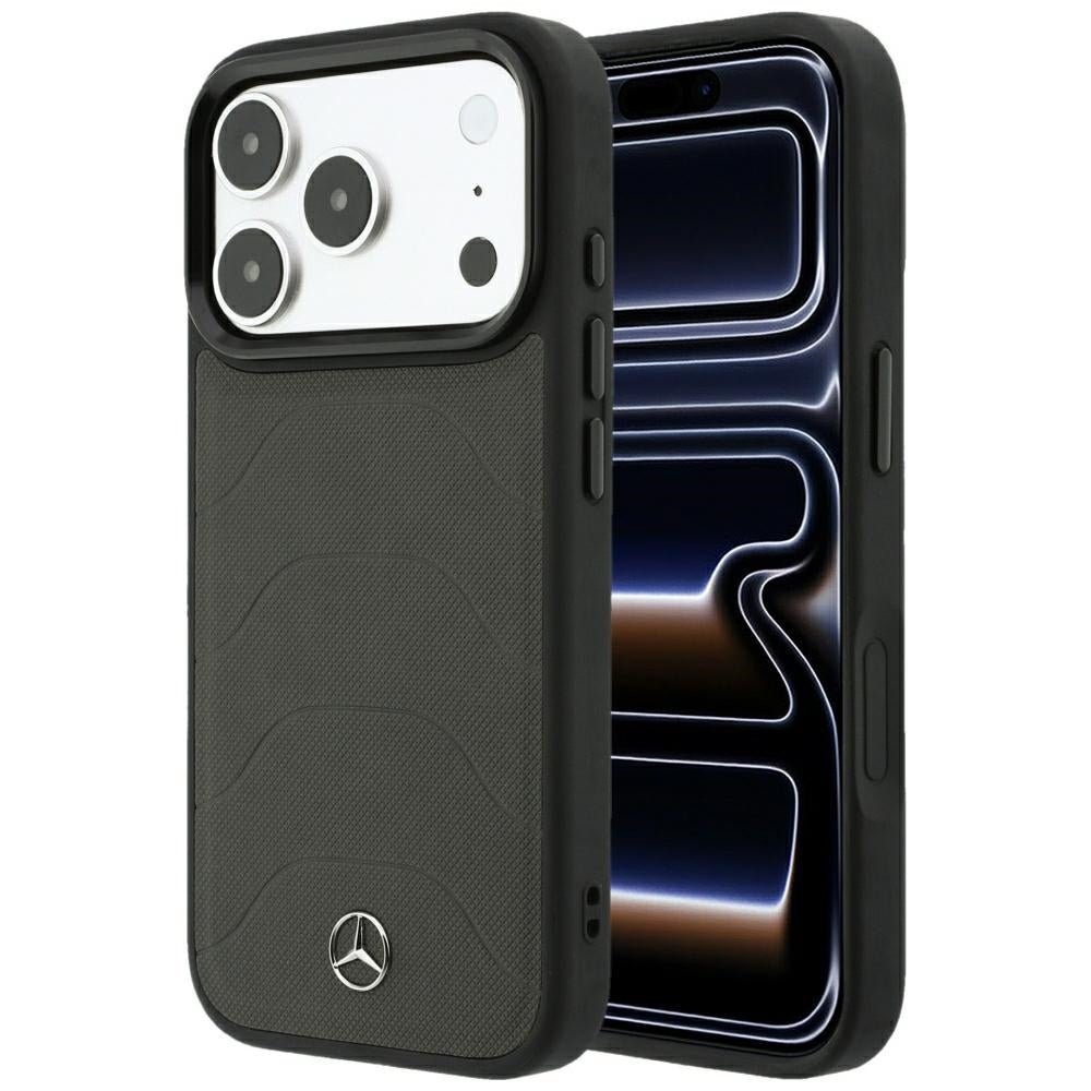 Husa Mercedes piele Mesh cu Bow Line Magsafe pentru iPhone 18 Pro Max / 17 Pro Max - Gri inchis