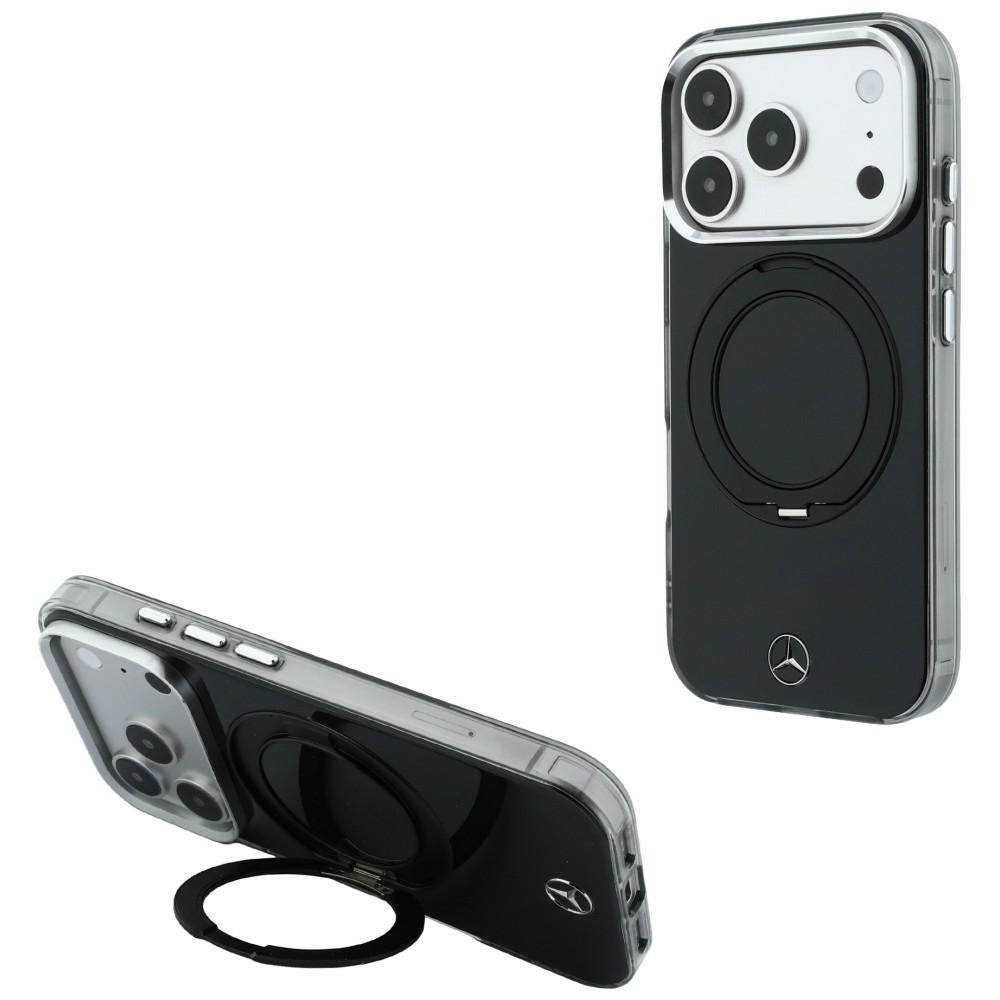 Husa Mercedes Ring Stand Iconic Logo Magsafe pentru iPhone 18 Pro / 17 Pro - Negru