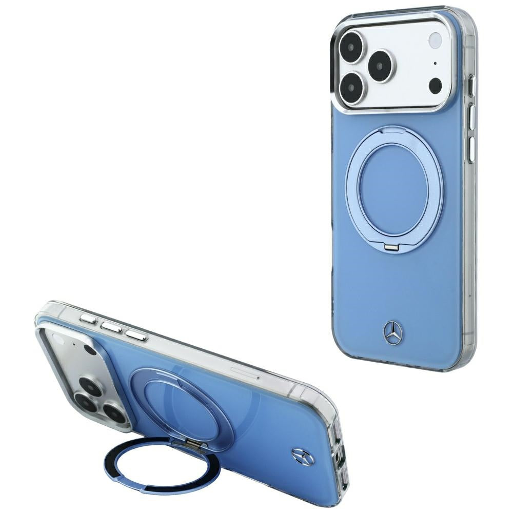 Husa Mercedes cu Ring Stand si Iconic Logo Magsafe pentru iPhone 18 Pro Max / 17 Pro Max - Albastru