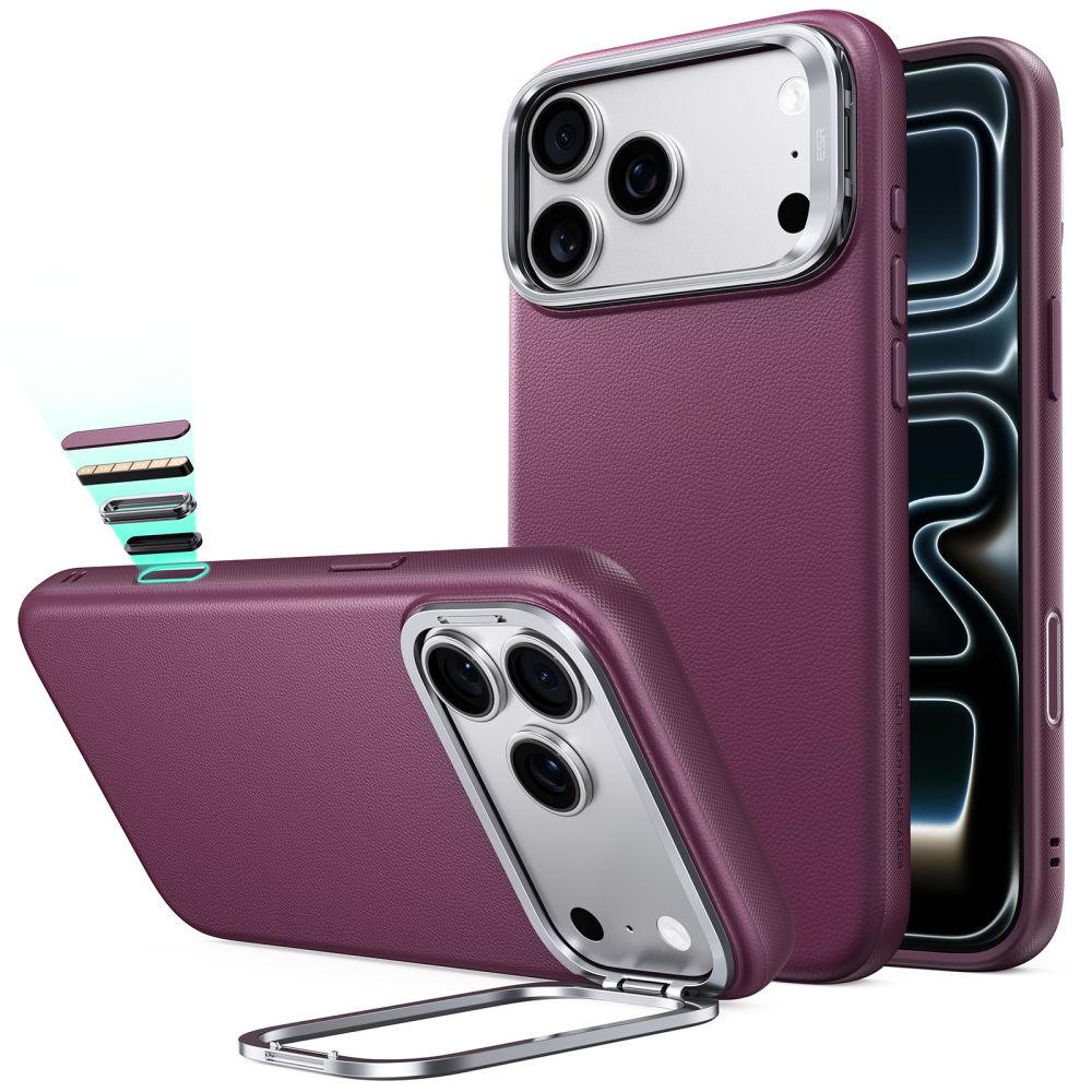 Husa ESR Atelier Kickstand Magsafe pentru iPhone 18 Pro / 17 Pro - Burgundy