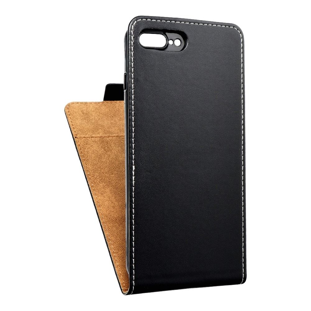 Husa Vertical Flip pentru iPhone 7 / 8 Plus Slim Flexi Fresh Negru