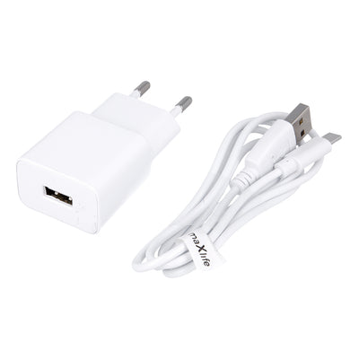 Cablu Maxlife Mxtc-01 Incarcator 1x USB 1A Alb + Usb-c