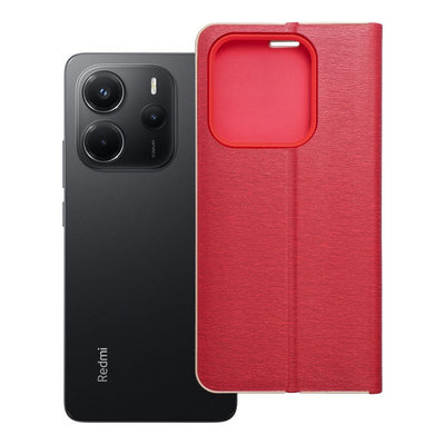 Husa Luna Book Auriu Flip pentru Xiaomi Redmi Note 14 5G Rosu