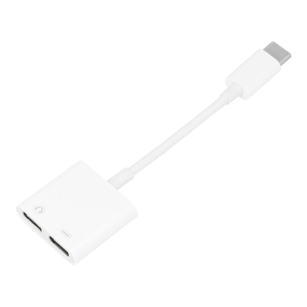 Adaptor AUX 2in1 Type C (Male) To Type C (Female) / Type C (Female) BOX Alb [DAC]