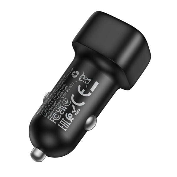 Borofone – Încărcător Auto Cloud (BZ34) – USB, Port Unic, 18W (QC/FCP/AFC), ABS, pentru 12–24V – Negru