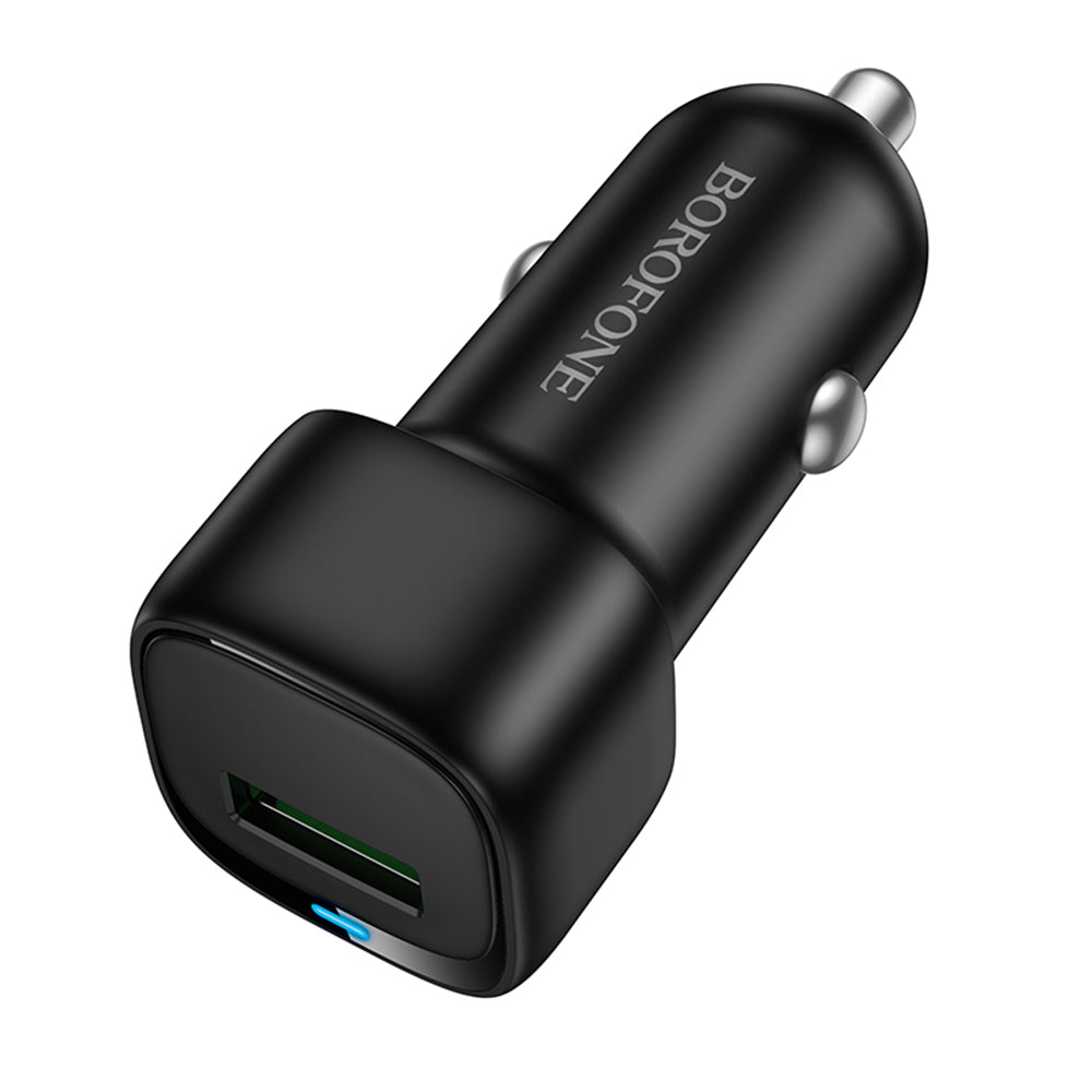 Incarcator auto R06 Borofone - Cloud (Bz34) - USB, Single Port, 18W (QC/FCP/AFC), ABS, pentru 12-24V - Negru