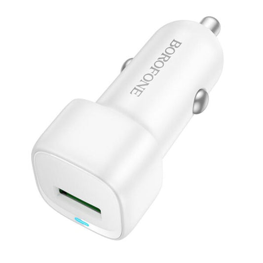 Borofone – Încărcător Auto Cloud (BZ34) – USB, Port Unic, 18W (QC/FCP/AFC), ABS, pentru 12–24V – Alb