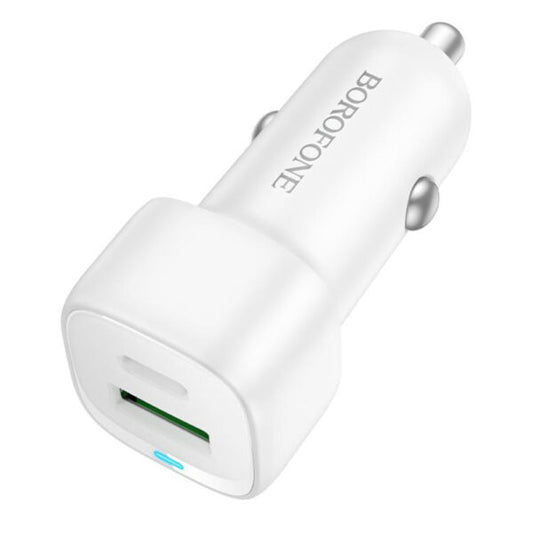 Borofone – Încărcător Auto Cloud (BZ34B) – Type‑C, USB, PD20W, QC3.0, Port Dublu, 38W, ABS – Alb