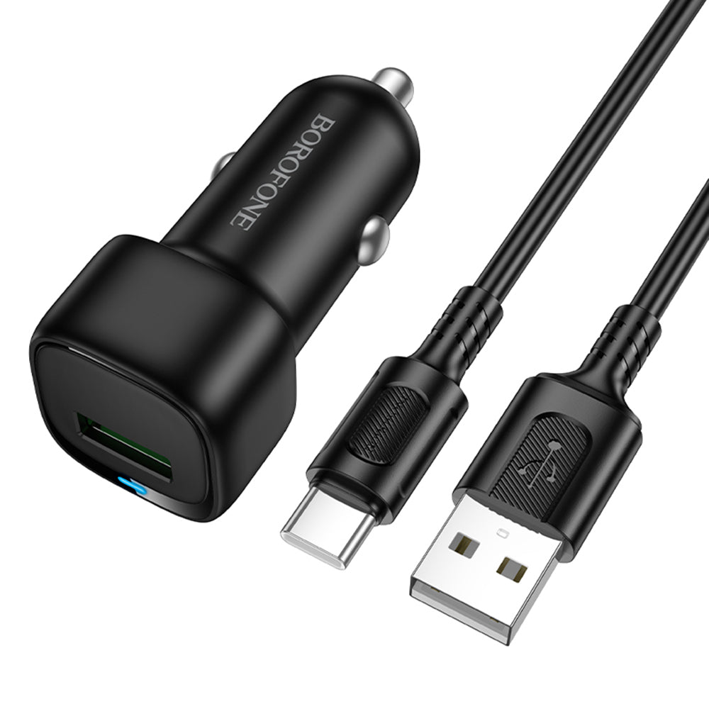 Cablu R06 Borofone - Incarcator auto Cloud (Bz34) - Usb-a/C Included, Single Port Usb-a, 18W (QC/FCP/AFC), ABS, pentru D