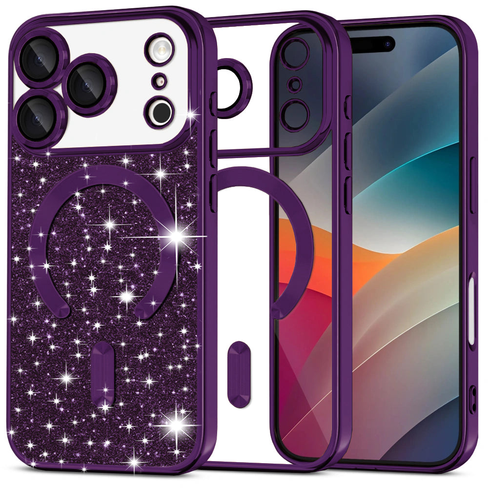 Techsuit - Luxury Glitter MagSafe - iPhone 17 Pro Max - Deep Purple