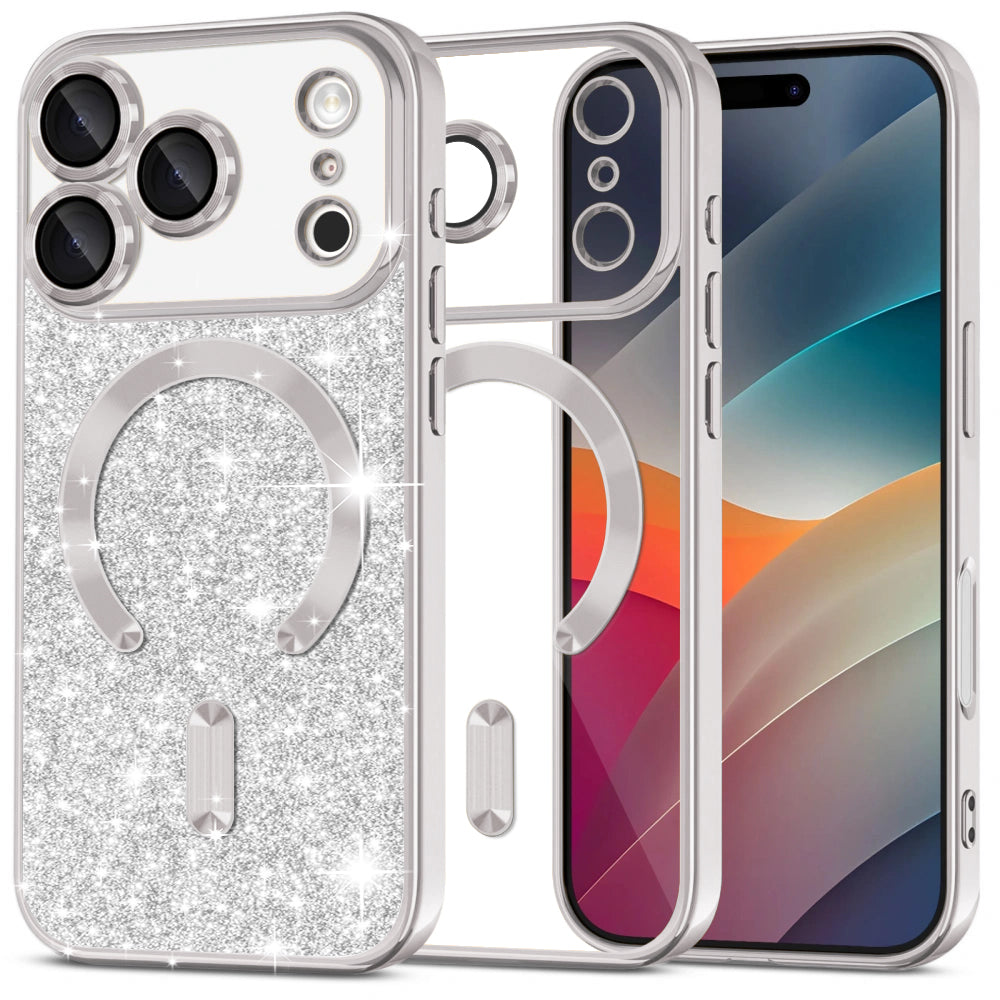 Techsuit - Luxury Glitter MagSafe - iPhone 17 Pro Max - Silver