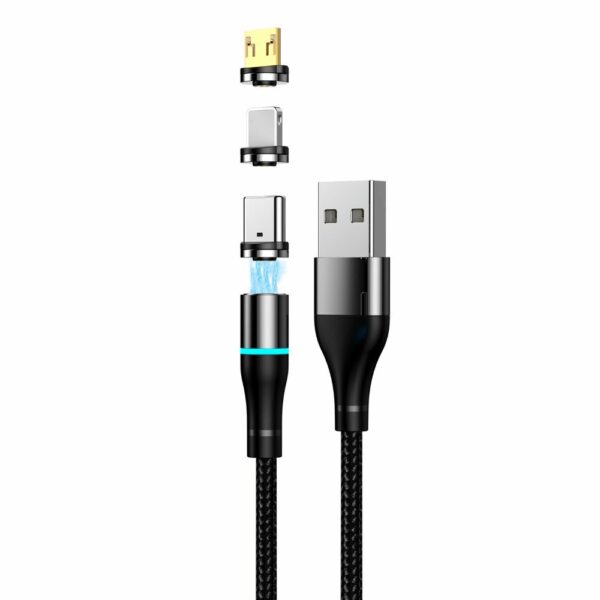 Setty USB magnetic cablu 1m 2A nylon Negru
