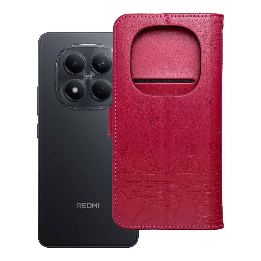 Husa Mezzo Book Flip pentru Redmi Note 15 PRO 4G Cats Rosu
