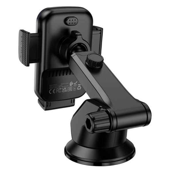 Borofone – Suport auto cu încărcare wireless Leading (BH222) – pentru bord/parbriz, prindere sigură, 15W – Black Metal Grey
