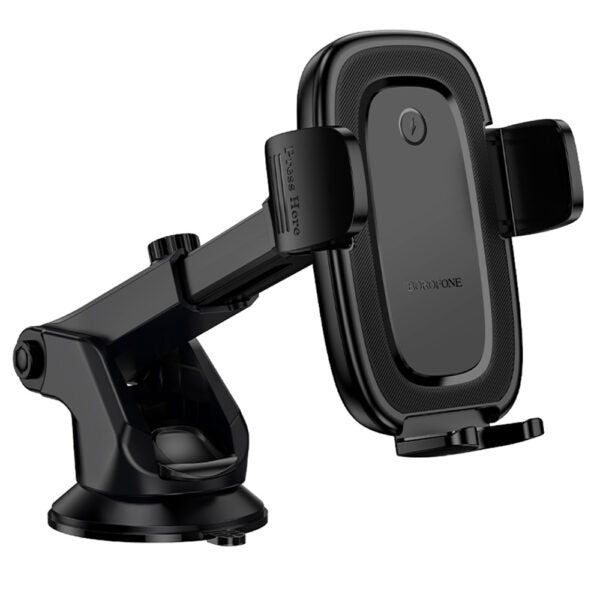 Borofone – Suport Auto cu Încărcare Wireless Follower (BH223) – pentru Parbriz/Bord, 15W, 4.5–7.0 inch – Negru