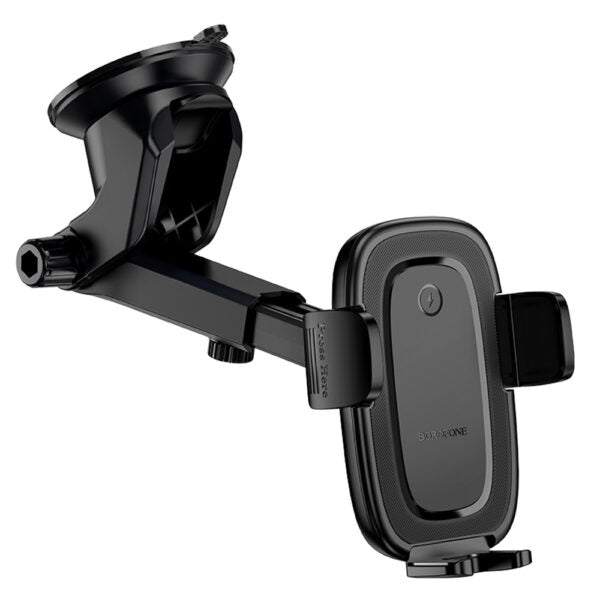 Borofone – Suport Auto cu Încărcare Wireless Follower (BH223) – pentru Parbriz/Bord, 15W, 4.5–7.0 inch – Negru