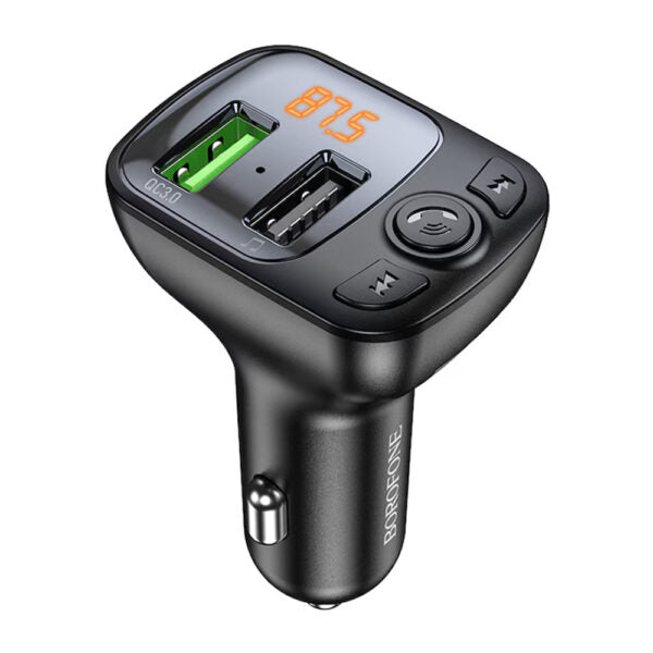 R06 Borofone – Modulator FM Eminency (BC41) – Încărcător, Bluetooth V5.0, 2x USB, MicroSD, QC3.0, 18W – Negru