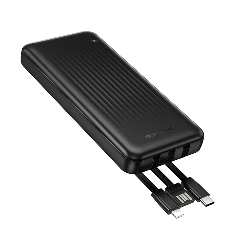 Cablu R06 Borofone - Acumulator extern Clever Series (Bj79) - cu Built-in 3x, USB, Usb-c, Lightning, Indicator, 2A, 1000