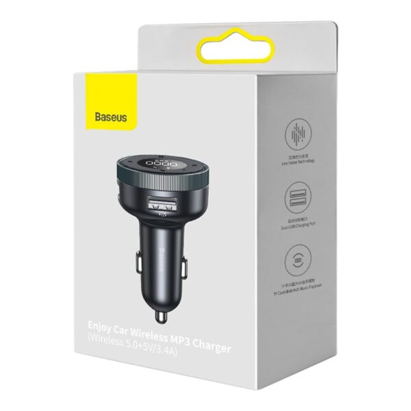 Transmițător FM Baseus Enjoy Bluetooth MP3 cu încărcător auto, negrusmiter FM Enjoy Bluetooth MP3 car charger black