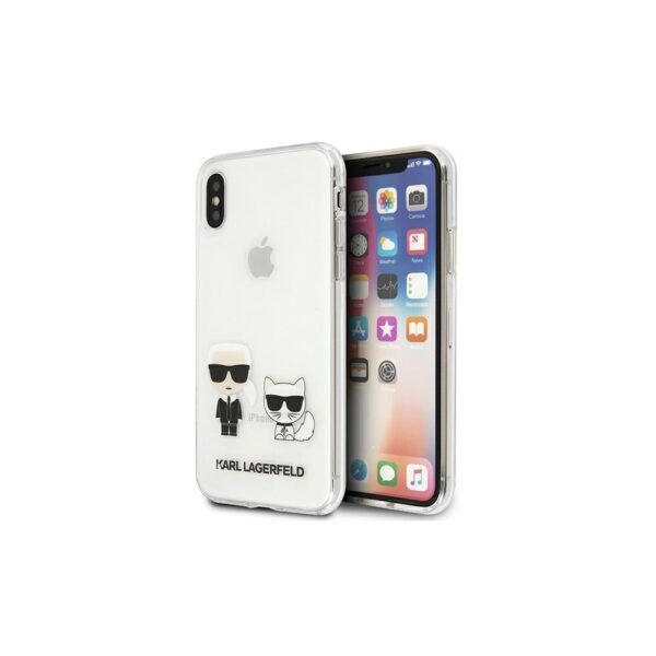 Husă pentru Karl Lagerfeld iPhone XS Max KLHCI65CKTR hard PC/TPU IK + Choupette Transparent – Transparent