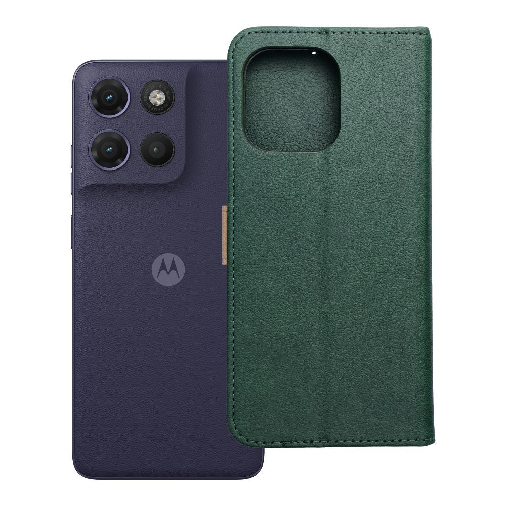 Husa Split Book Flip pentru Motorola G17 Power Verde si Auriu