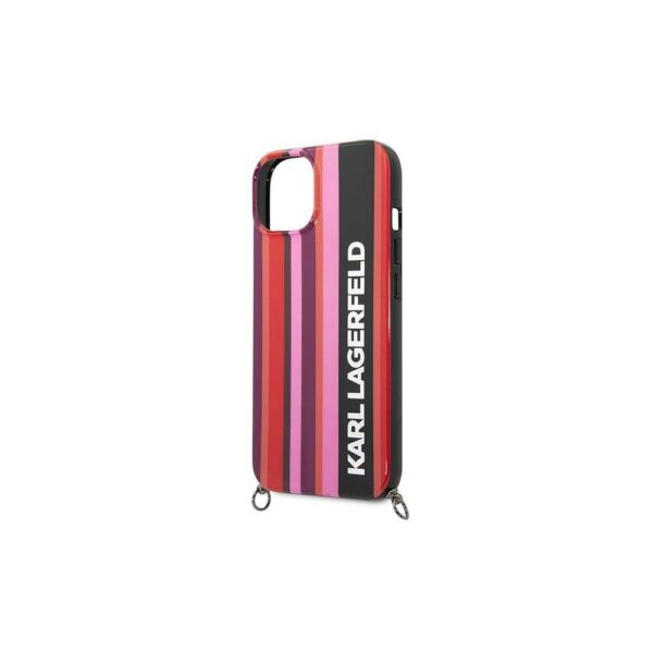 Husă pentru iPhone 14 Karl Lagerfeld 6,1" KLHCP14SSTSTP pink hard Color Stripes Strap – Roz