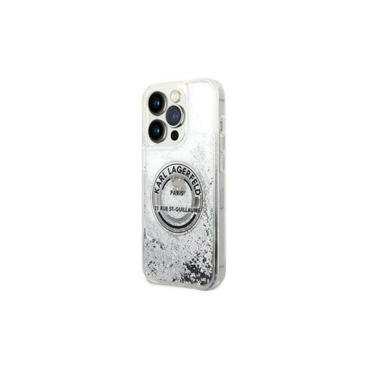 Karl Lagerfeld case for iPhone 14 Pro 6,1" KLHCP14LLCRSGRS silver hardcase Liquid Glitter RSG